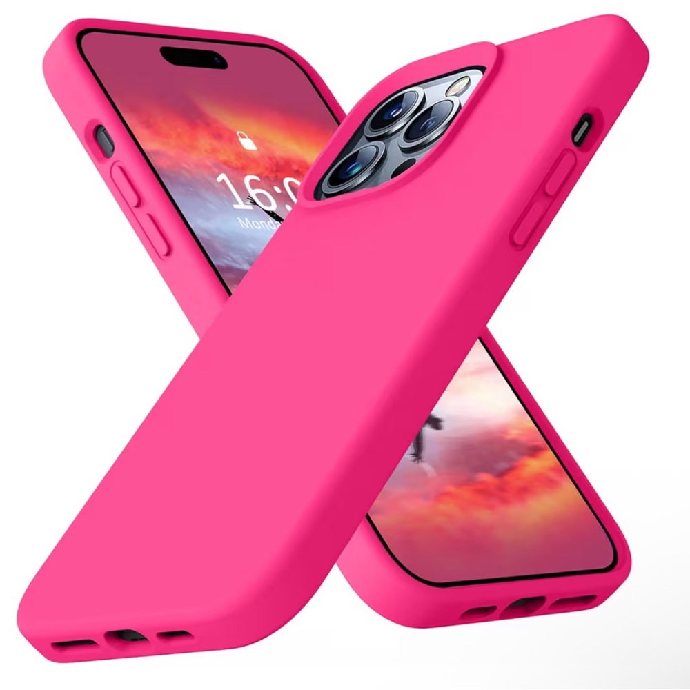 Ktele Hot Pink Silicone iPhone 15 Pro Max Case